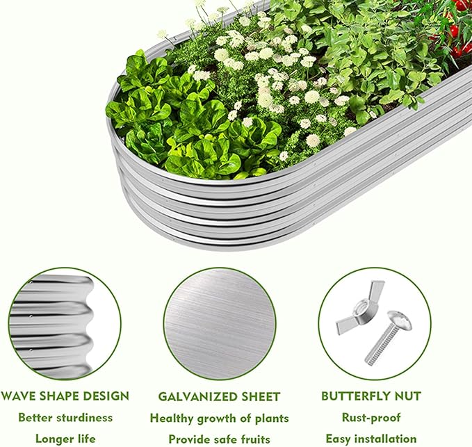 GADI Metal Raised Garden Bed 2Sets Galvanized Planter Box - Image 3