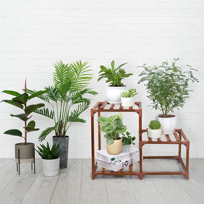XXXFLOWER Plant Stand Indoor Outdoor 3 Tiers Wood Plant Shelf - Image 6