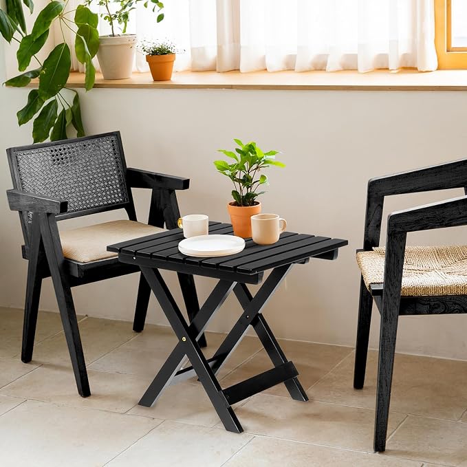 Outvita Wood Folding Side Table, Portable & Lightweight Compact Wooden Side - Image 2