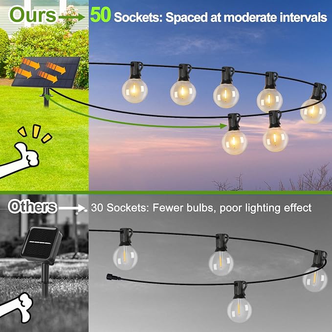100FT G40 Solar String Lights, Globe Outdoor String Lights - Image 2