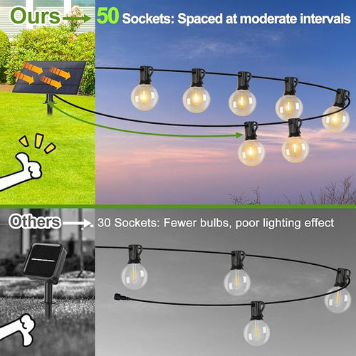 100FT G40 Solar String Lights, Globe Outdoor String Lights - Image 2