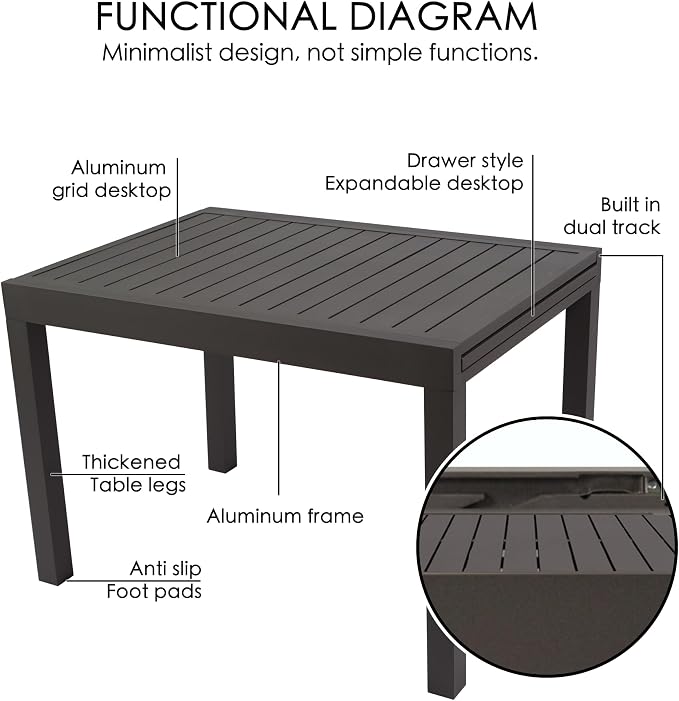 Kozyard Villa Expandable Patio Dining Table - Image 4