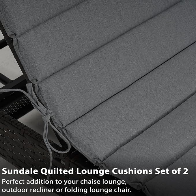 Sundale Outdoor Olefin Quilted Lounge Cushion Set of 4, Patio Foldable Chaise - Image 4