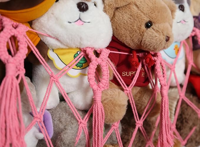 Stuffed Animal Net or Hammock Macrame Toy Diaplay Plush Toy Holder Corner Wall - Image 5