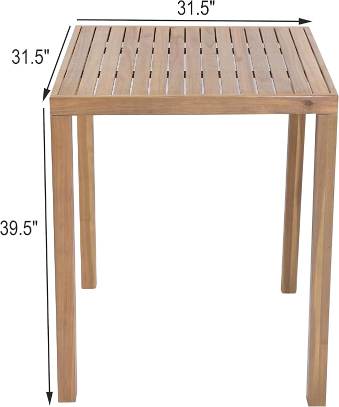Christopher Knight Home Gree Acacia Wood Outdoor Bar Table, Wooden Patio Bar - Image 2