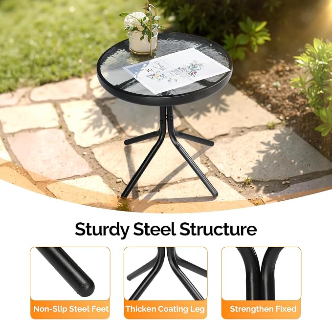 VINGLI Outdoor Side Table, Weatherproof Small Tables - Image 4