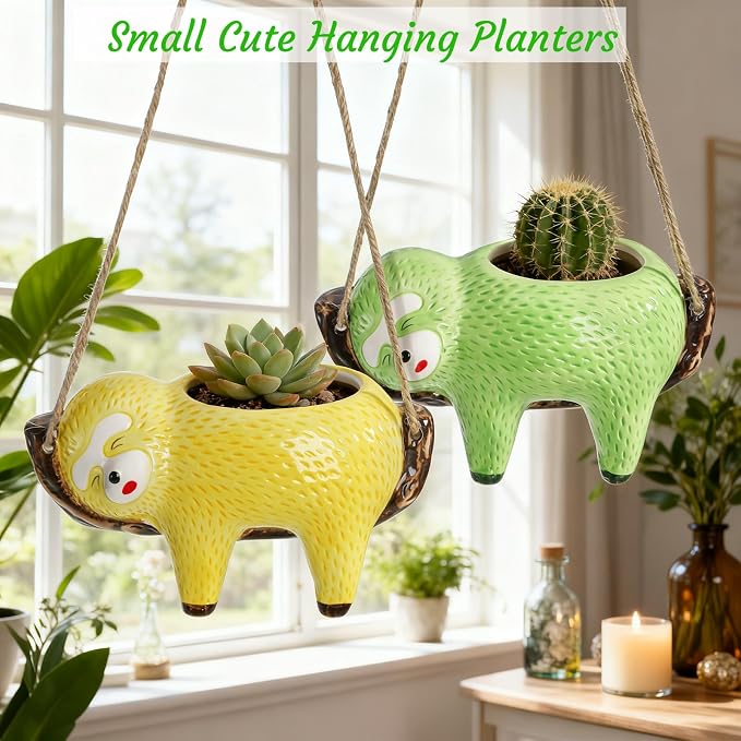 Hacaroa 2 Pack Sloth Hanging Planters - Image 6