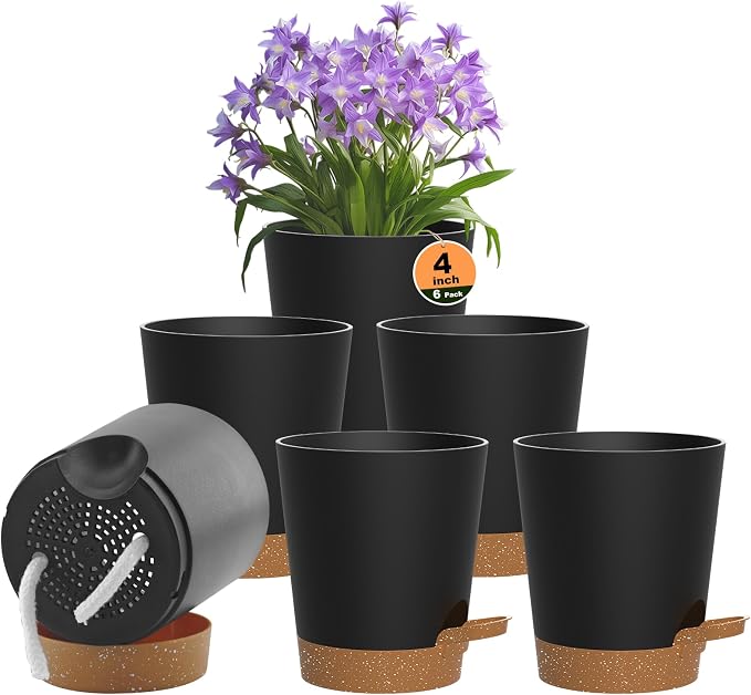 Self Watering Pots, 4 inch Flower Pots by Unknown