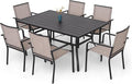 7-Piece Outdoor Dining Set, 6 Stackable Patio Portable Chairs & 60'' by Anmutig