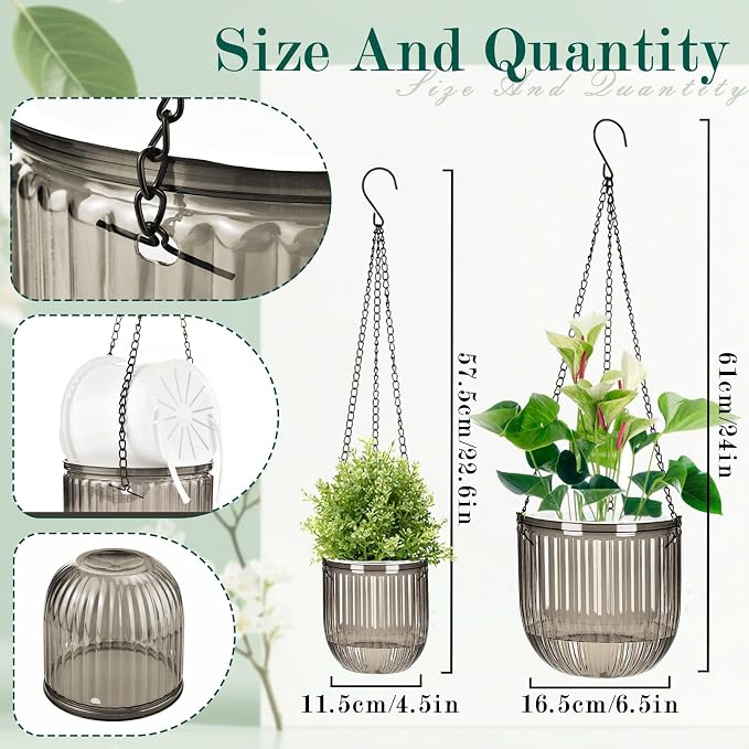 Self Watering Planters for Indoor Plants & Outdoor Plants Hanging Basket for - Image 2