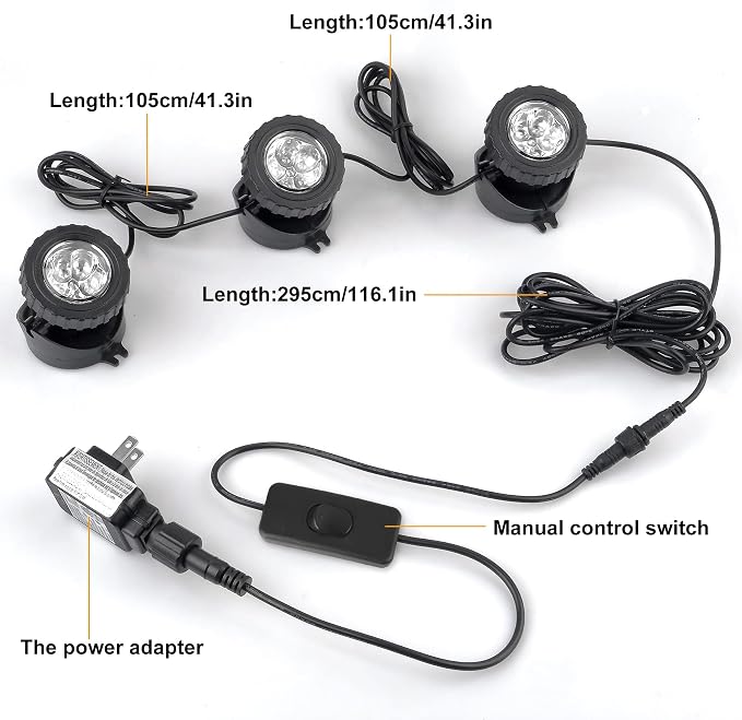 3000K Warm White Pond Lights, LED Underwater Submersible Landscape Spotlights - Image 5