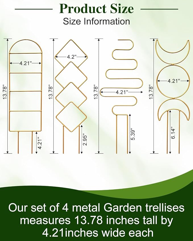 4 Pack Trellis for Climbing Plant Indoor, Small Metal Garden Trellis for Potted - Image 4