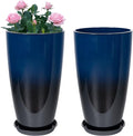 Set of 2 Lightweight Ceramic-Look Tall Planter, 21 inch Large Plastic Planter by Neoaider