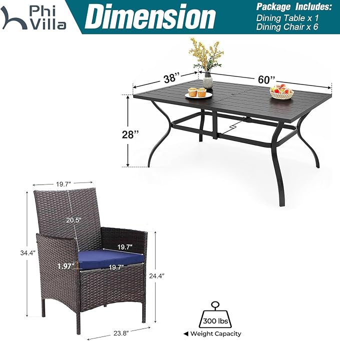 PHI VILLA 7 Piece Outdoor Dining Set - Image 7