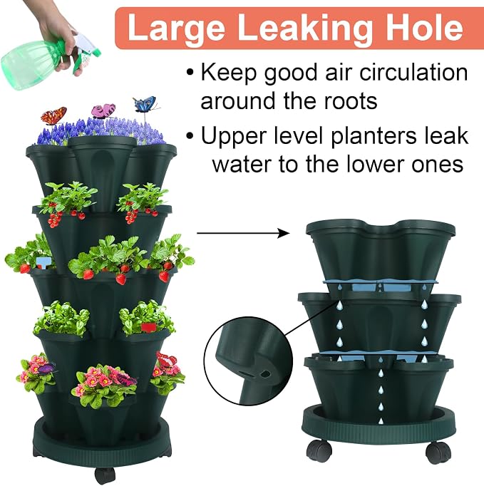 DUNCHATY Stackable Planter, Vertical Strawberry Planter - Image 6