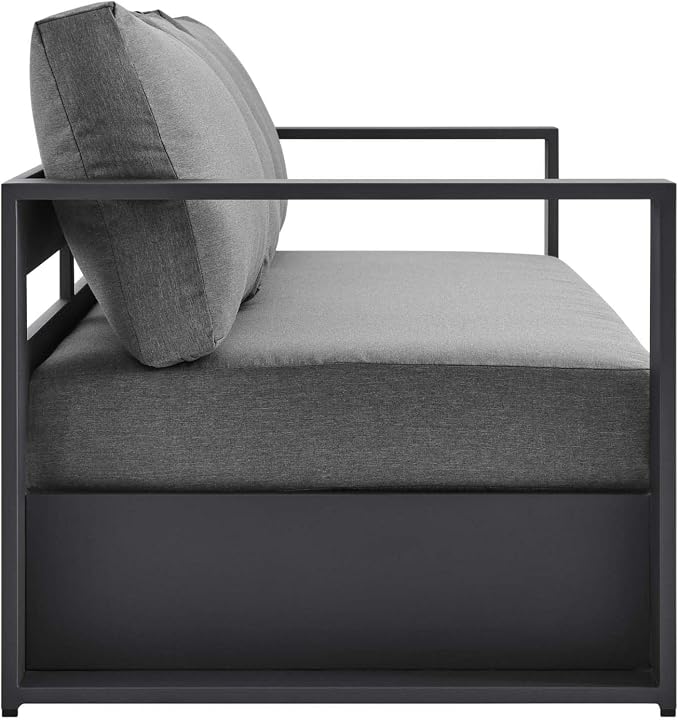 Modway Tahoe Aluminum Outdoor Patio Sofa in Gray Charcoal - Image 5