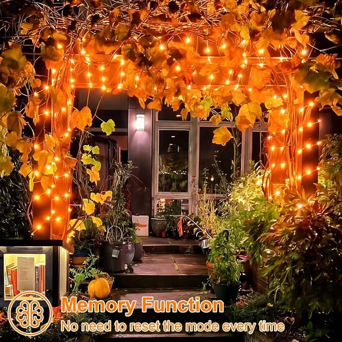QITONG 4 Pack Solar Fairy Lights, Each 33ft 100 LED Orange Christmas String - Image 5