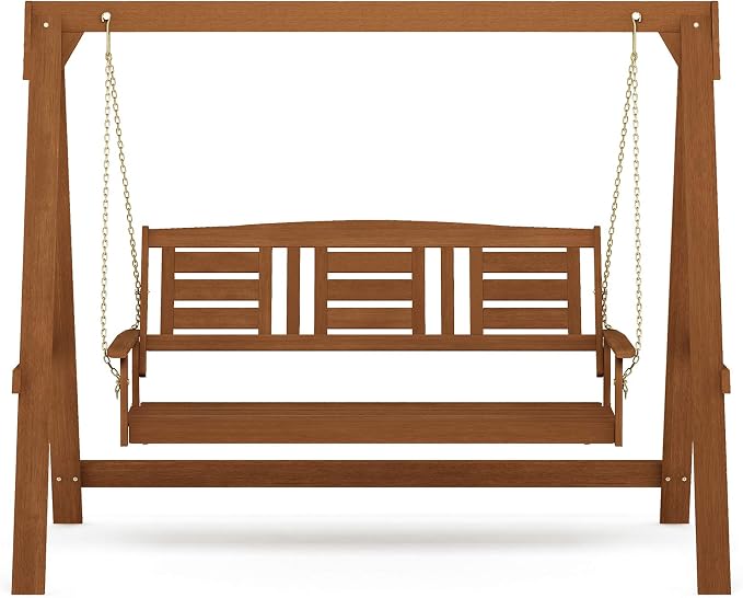 Furinno Tioman Hardwood Patio / Garden / Outdoor Large Porch Swing, 3 Seater - Image 3
