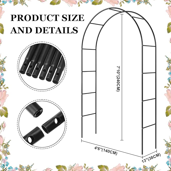Lounsweer 7.8 ft H Metal Garden Arch Trellis - Image 3