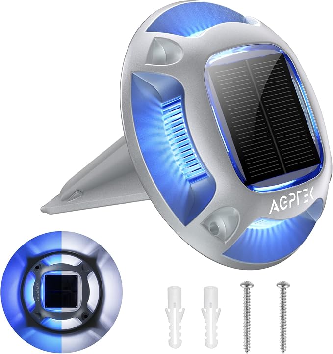 AGPTEK Solar Driveway Light 1 Pack, 2 Colors in 1 Outdoor Solar Deck Dock by AGPTEK