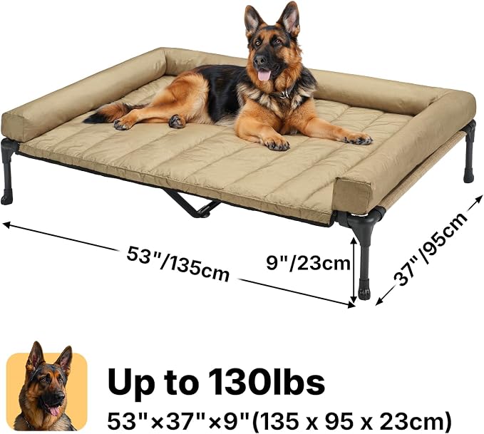 Veehoo Cooling Elevated Dog Bed Add Removable Waterproof Bolster Cushion Mat - Image 5