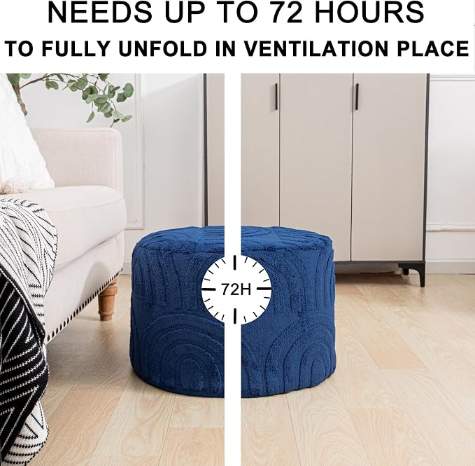 Asuprui Plush Fabric Ottoman Footrest – 20"x14" Soft Foam Pouf - Image 5