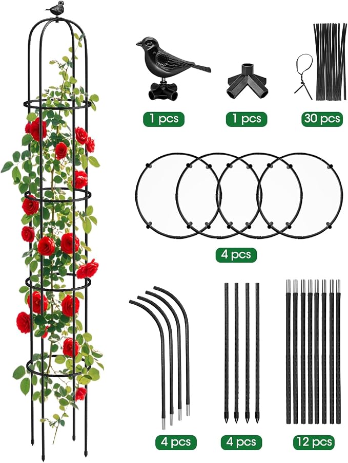 6.2ft Garden Obelisk Trellis for Climbing Plants Rustproof Metal Pipe - Image 6