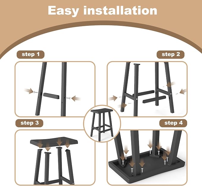 Bar Stools Set of 4, Waterproof UV-Resistant, Durable Resin Kitchen Island - Image 4
