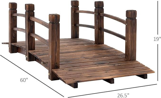 Fir Wood Garden Bridge, 5ft Arc Walkway - Image 2