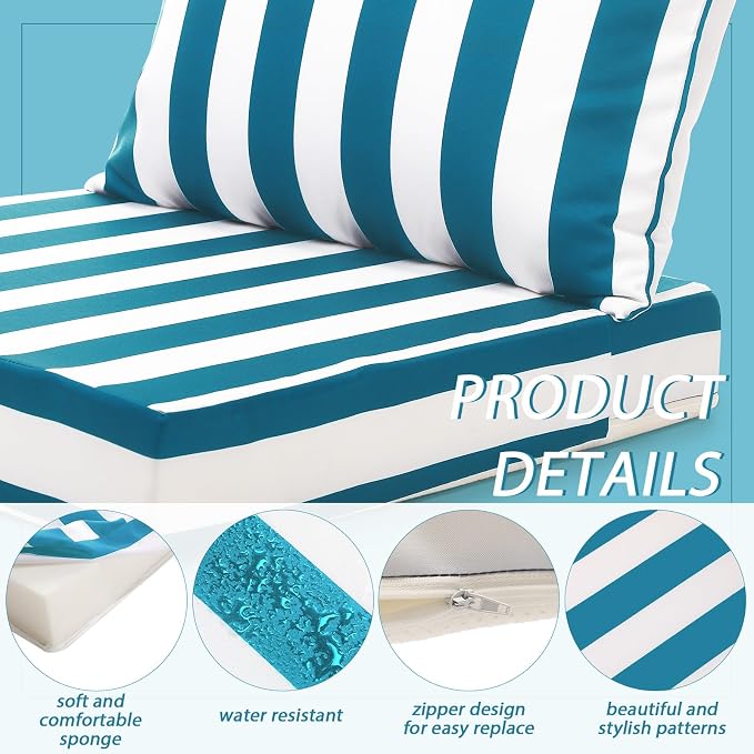 Hoteam 6 Set Outdoor Chair Cushions 20 x 20 Inch Patio Cushions Deep Seat - Image 3