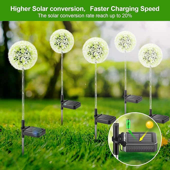Solar Dandelion Lights Outdoor Decorative: 6 Pack Garden Lights Solar Powered - Image 5