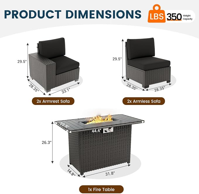 5 Piece Patio Furniture Set - Image 5
