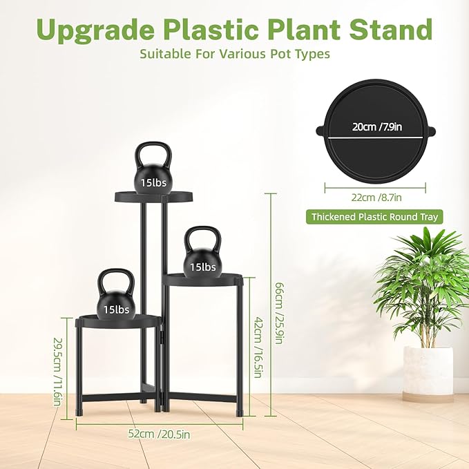 iDavosic.ly 3 Tier Folding Plant Stand Indoor Outdoor - Image 5