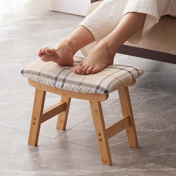 Foot Stool, Bamboo Small Sofa Foot Rest Under Desk, Extra Seating by Kitsanery