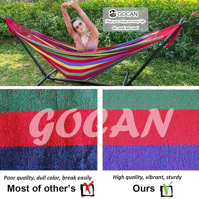 Brazilian Double Hammock 2 Person Extra Large Canvas 250x160cm Total Length - Image 8