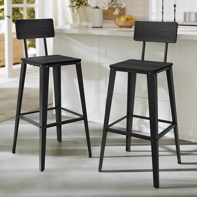 VASAGLE Set of 2 Bar Stools, Bar Height Stools, 29.1 Inches Tall Barstools by VASAGLEbySONGMICSHOME