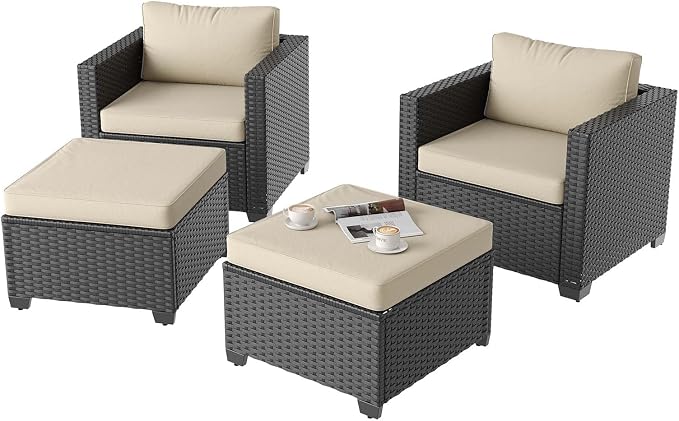 Aoxun 4 Piece Outdoor Patio Furniture Set 4 Seats by Aoxun