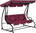 Outsunny 3-Seat Outdoor Patio Swing Chair, Converting Flatbed, Outdoor Swing by Outsunny