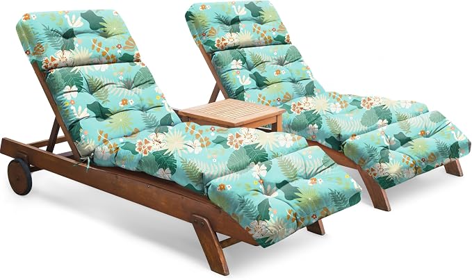 Chaise Lounge Cushions Outdoor Set of 2, 74.4 x 22 x 4.7 Inch Thickened Lounge by Tycdiose