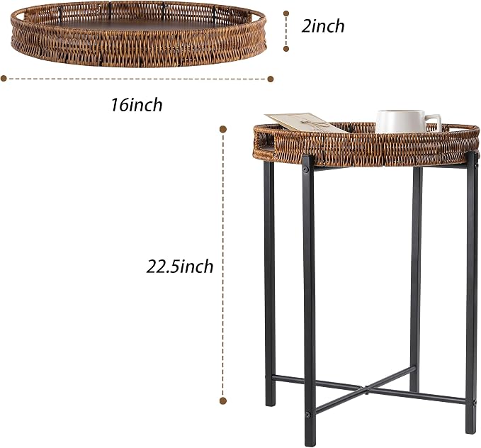 16.5in Round Rattan Side Table - Image 3