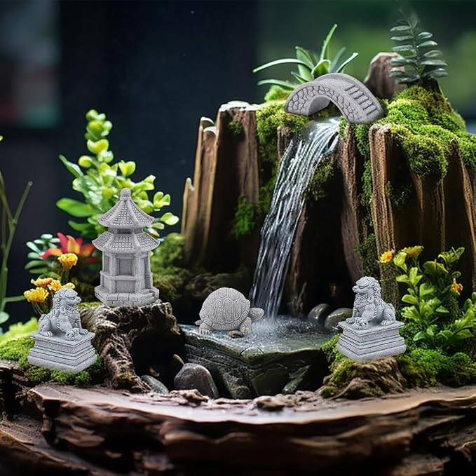 ZORZA 1Set Mini Chinese-Style Sandstone Figurines Enchanting Garden Bridge - Image 3