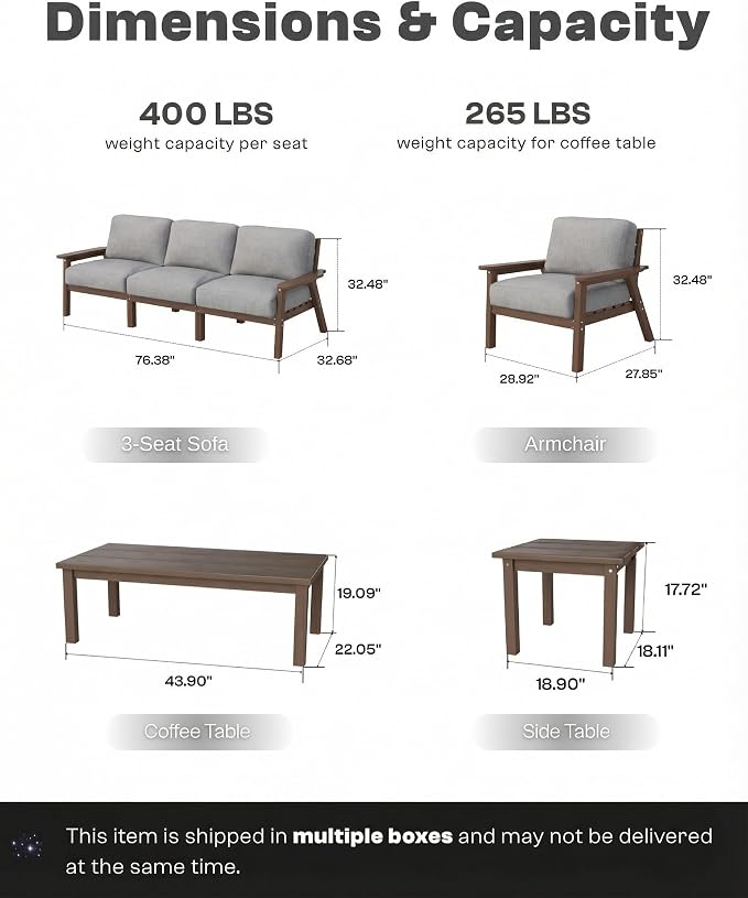 7 Piece Patio Conversation Sets, Outdoor Couch - Image 6