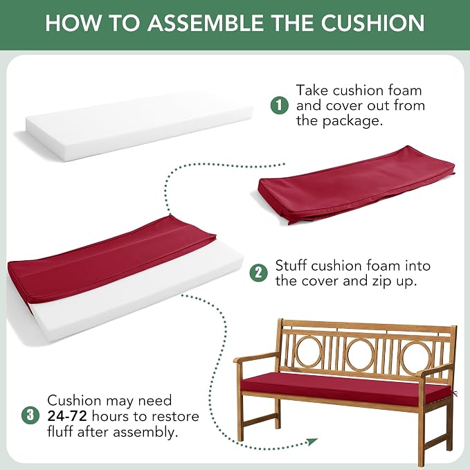 Outdoor Bench Cushion: Waterproof and Fade Resistant Patio Furniture Cushions - Image 8