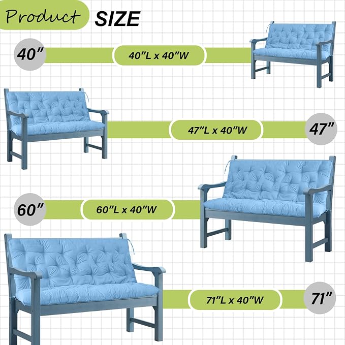 Waterproof Porch Swing Cushion Replacement, Thick 4" 2–3 Seat Outdoor Swing - Image 7