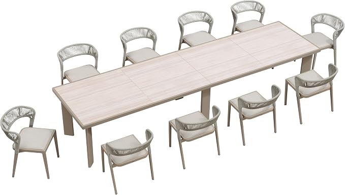 PURPLE LEAF 11 Pieces Outdoor Dining Set Patio Dining Furniture Aluminum Wicker by PURPLELEAF