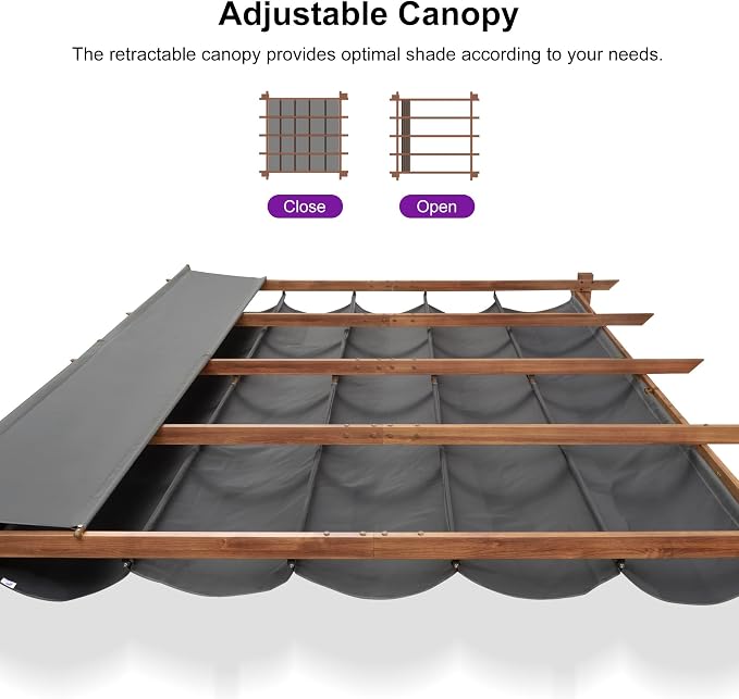 PURPLE LEAF 10' x 13' Outdoor Retractable Pergola - Image 5