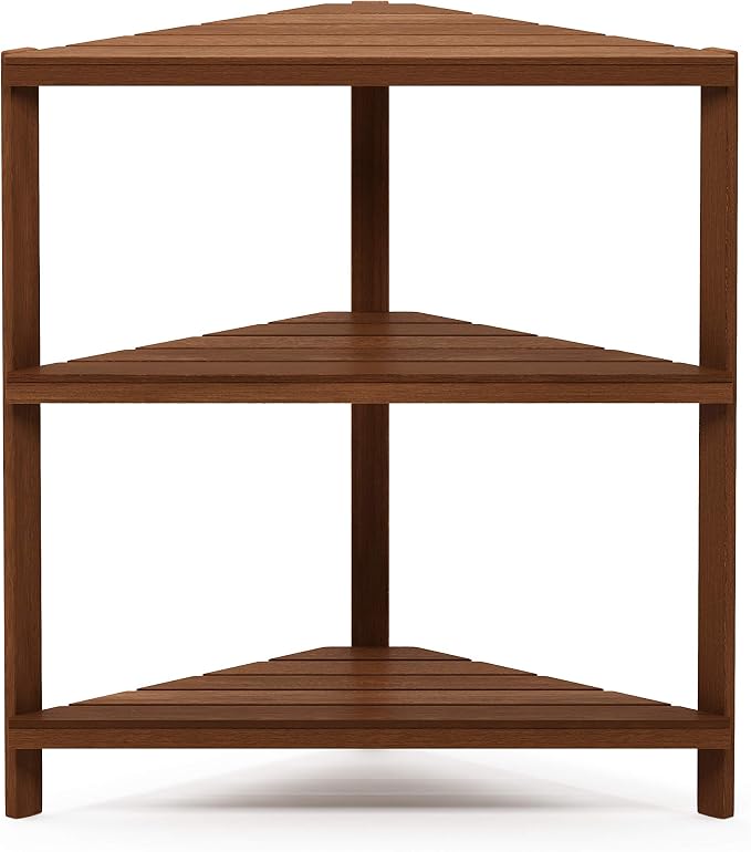 Furinno FG18445 Tioman Hardwood Patio Furniture Corner Shelf in Teak Oil - Image 3