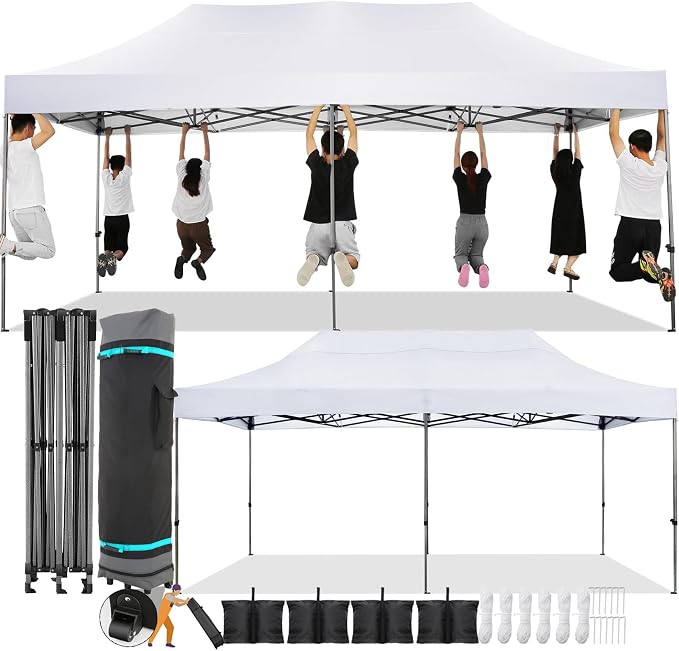 COBIZI 10x20 Pop Up Canopy Without Sidewall, Heavy Duty Canopy UPF 50+ All by COBIZI