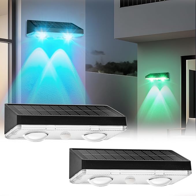 Solar Fence Lights Outdoor 2 Pack – IP65 Waterproof Wireless Solar Deck Lights by Unknown