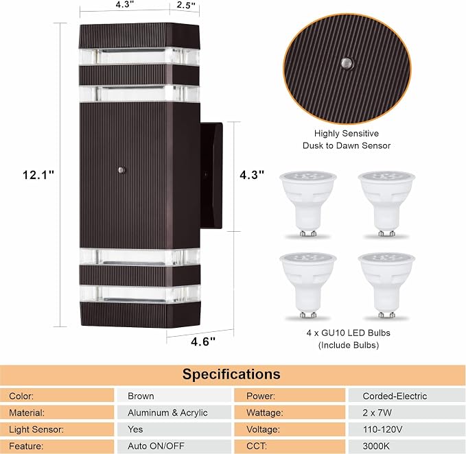DASTOR 4 Pack Dusk to Dawn Outdoor Lighting, Modern Outdoor Wall Light Fixtures - Image 5